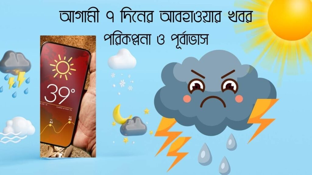 আগামী ৭ দিনের আবহাওয়ার খবর নিয়ে বিশ্লেষণ করলে দেখা যায় যে, তাপমাত্রা বেশিরভাগ সময়েই ৩০-৩৫ ডিগ্রি সেলসিয়াসের মধ্যে থাকবে, তবে রাতের বেলা কিছুটা কমে আসবে। বৃষ্টির সম্ভাবনা মাঝেমধ্যে থাকবে, বিশেষ করে বুধবার থেকে শুক্রবার পর্যন্ত বৃষ্টির ঝুঁকি রয়েছে।